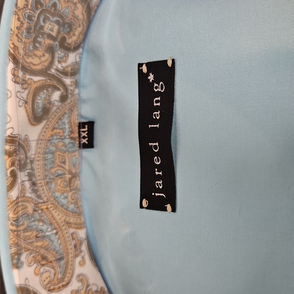NWT Jared Lang Men's Teal Blue Dress Shirt with Silver Buttons & Paisley Accents - Picture 2 of 8